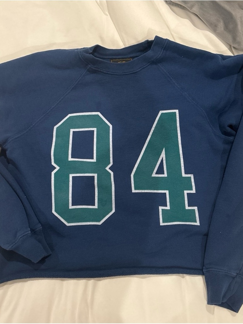 Free People Navy Sweatshirt with Teal '84' Graphic